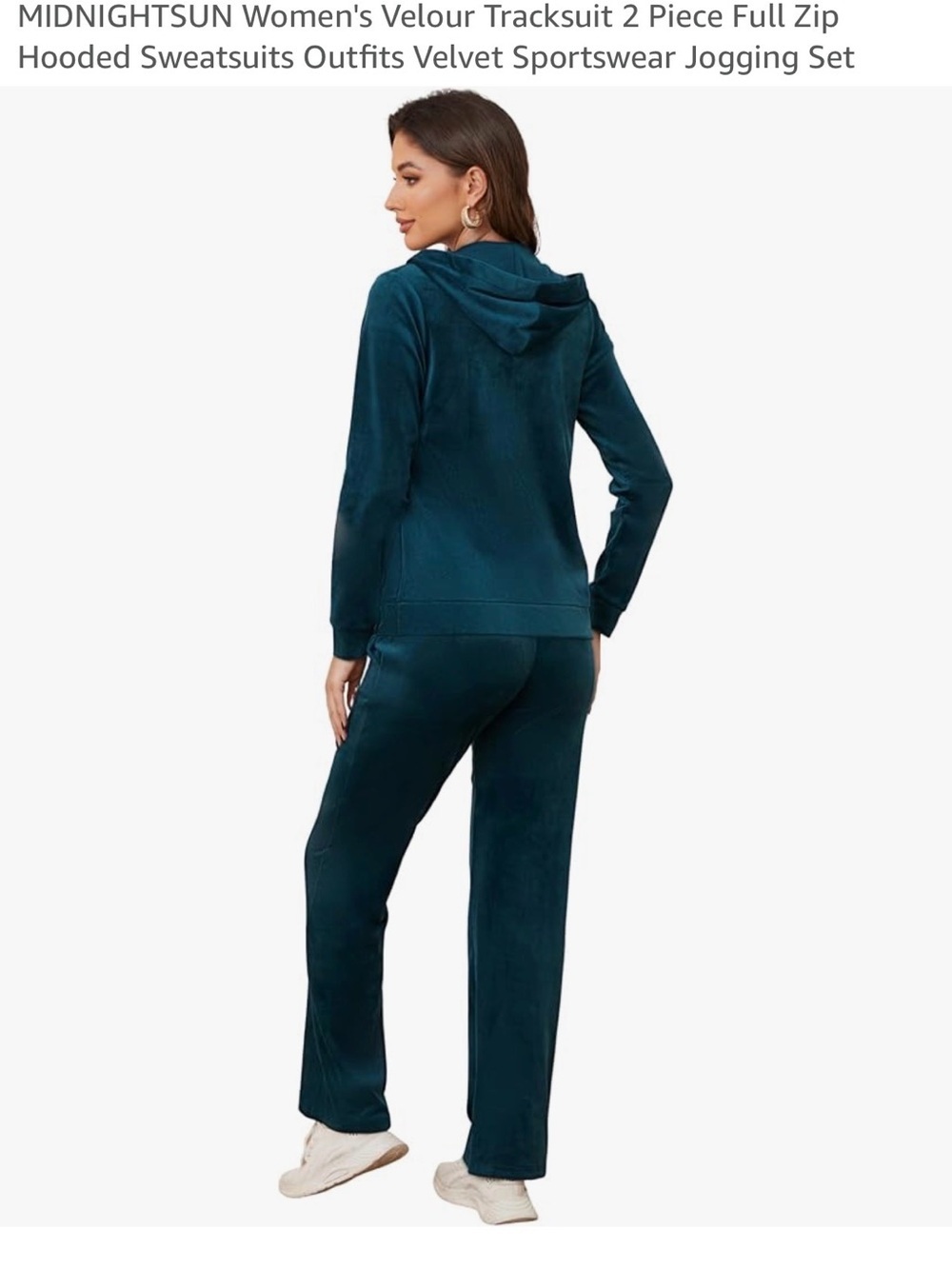 Women's Teal Velour Zip Hoodie & Jogger Set - Picture 3 of 7